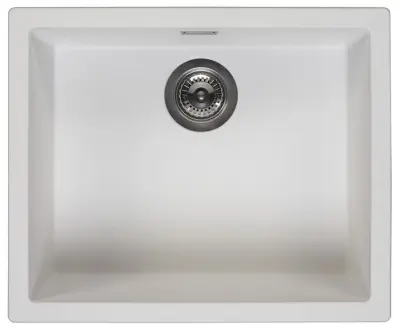Ausmann Fibre witte spoelbak 50x40cm onderbouw, opbouw en vlakinbouw met automatische gun metal plug 1208971902