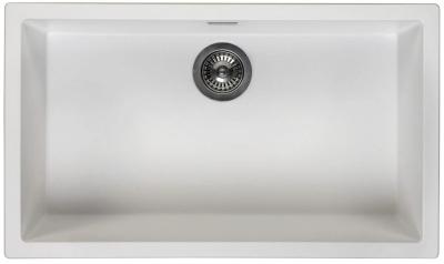 Ausmann Fibre wit grote spoelbak 70x40cm onderbouw, opbouw en vlakinbouw met automatische RVS plug 1208971904