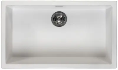Ausmann Fibre wit grote spoelbak 70x40cm onderbouw, opbouw en vlakinbouw met automatische gun metal plug 1208971908