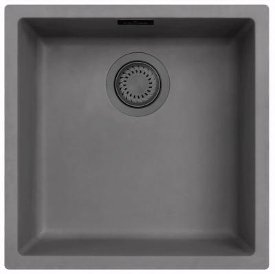 Ausmann Fibre beton grijze spoelbak 40x40cm onderbouw, opbouw en vlakinbouw met automatische gun metal plug 1208971914