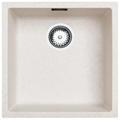 Ausmann Fibre zand witte spoelbak 40x40cm onderbouw, opbouw en vlakinbouw met automatische RVS plug 1208971925