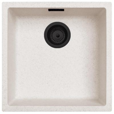 Ausmann Fibre zand witte spoelbak 40x40cm onderbouw, opbouw en vlakinbouw met automatische zwarte plug 1208971926
