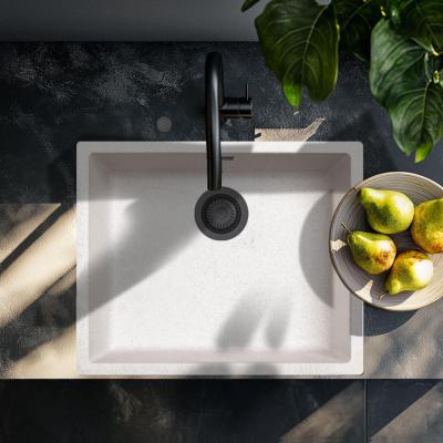 Ausmann Fibre zand witte spoelbak 50x40cm onderbouw, opbouw en vlakinbouw met automatische zwarte plug 1208971931