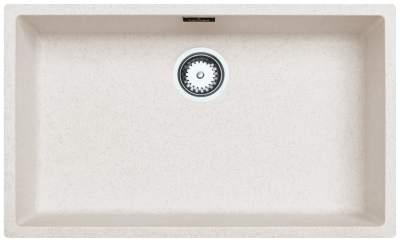 Ausmann Fibre zand wit grote spoelbak 70x40cm onderbouw, opbouw en vlakinbouw met automatische RVS plug 1208971935