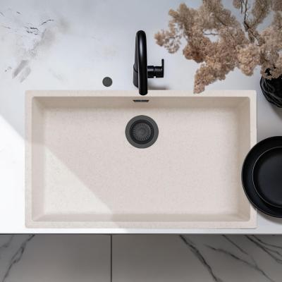 Ausmann Fibre zand wit grote  spoelbak 70x40cm onderbouw, opbouw en vlakinbouw met automatische zwarte plug 1208971936