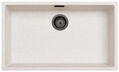 Ausmann Fibre zand wit grote spoelbak 70x40cm onderbouw, opbouw en vlakinbouw met automatische gun metal plug 1208971939