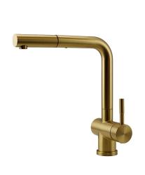 Pure.Sink Elite Steel Pulse-S keukenkraan PVD geborsteld goud  met uittrekbare uitloop en sproeistand  PS8500-60