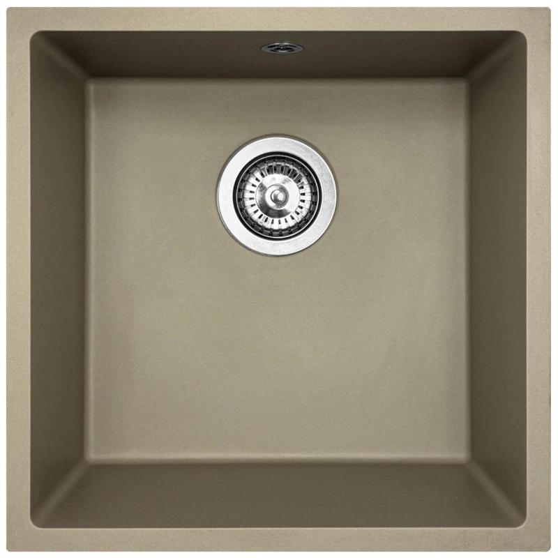 GraniteMy Universal granieten taupe grote spoelbak 74x40 cm opbouw, onderbouw en vlakinbouw met rvs plug 1208972249