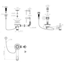 Pure.Sink Universal Koper Afvoerset inclusief drukknop-waste met plug, plus rechthoekige en ronde overloop WSTAUT-62