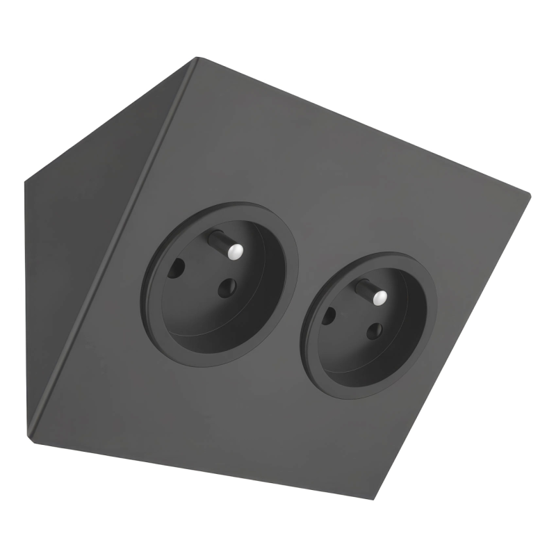 Indux Corner Еnergiezuil horizontaal te plaatsen met 2 Stopcontacten Penaarde Zwart 1208972311