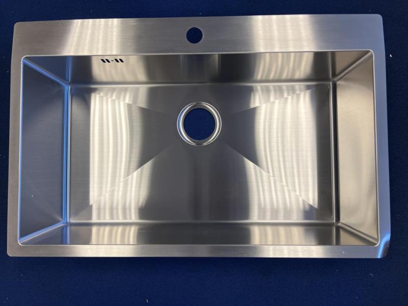 OUTLET Beschadigd Ausmann Oder Blue grote rvs spoelbak 79x50cm vlakbouw en opbouw met kraangatbank 1208972318