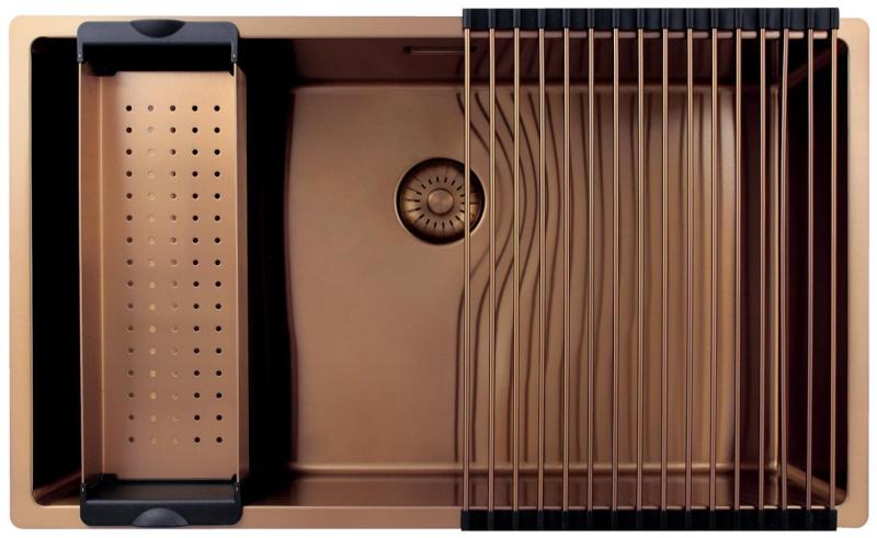 OUTLET Beschadigd!! Pure.Sink Exclusivo grote Koperen spoelbak 70x40 cm 10mm radius onderbouw, vlakinbouw en opbouw 1208972332