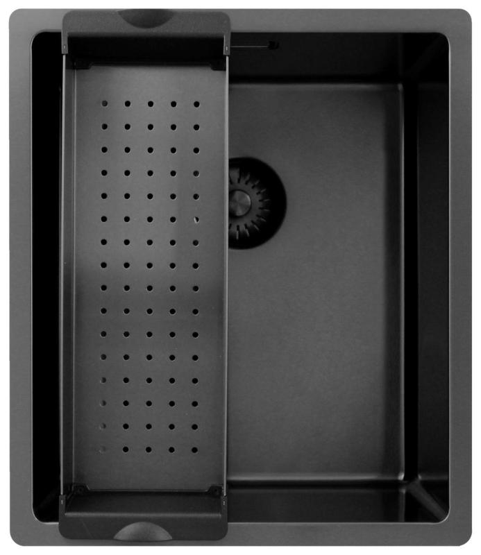 OUTLET Hoeken gebogen Pure.Sink Exclusivo Gun metal spoelbak 34x40 cm 10mm radius onderbouw, vlakbouw en opbouw 1208972446