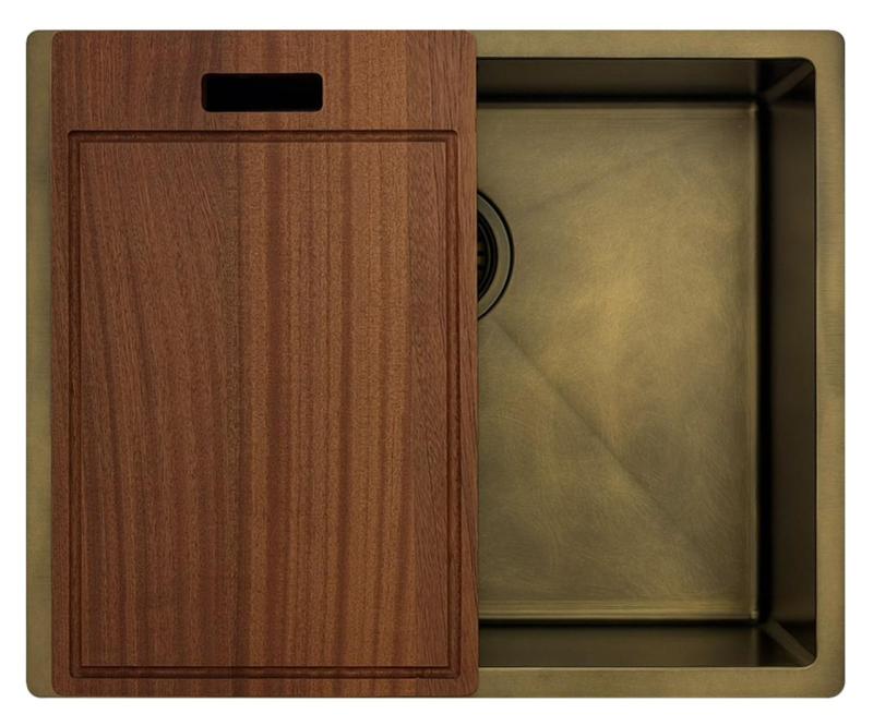 OUTLET Pure.Sink Luxion PVD Antiek Bronzen spoelbak 50x40 cm onderbouw met bodemrek PLX5040-64