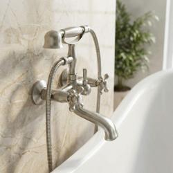 Aquanello Heritage Ascot Klassieke Opbouw Badkraan met Sterknoppen RVS inclusief Handdouche NB-3002-HA