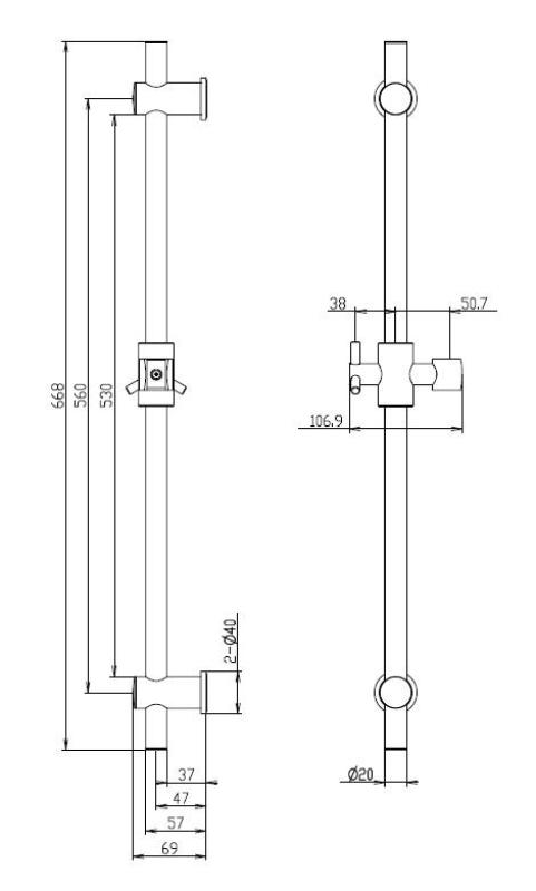 Aquanello Heritage Collection Klassieke Glijstang 668 mm Chroom CR-9004-HC