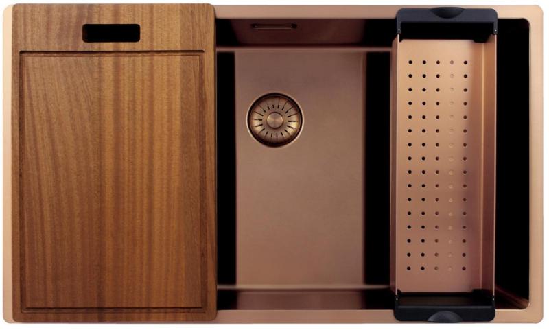 Licht bekrast Pure.Sink Exclusivo grote Koperen spoelbak 70x40 cm 10mm radius onderbouw, vlakinbouw en opbouw PEX7040-62