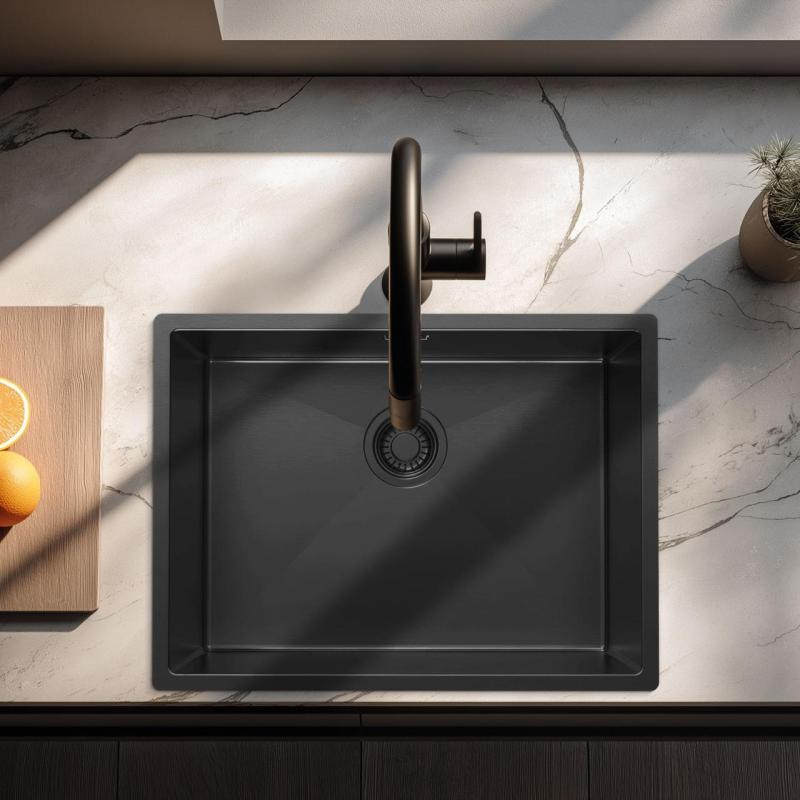 OUTLET Pure.Sink Luxion PVD Zwarte spoelbak 55x40 cm onderbouw 1208972557