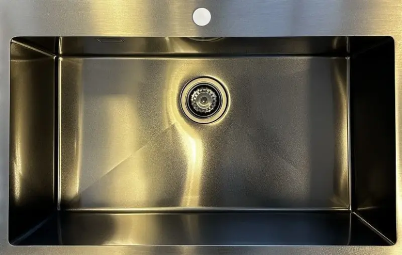 OUTLET Hoeken gebogen Ausmann Turt grote gun metal spoelbak pvd antraciet PVD 79x50mm met kraangat onderbouw vlakbouw en opbouw 1208972569