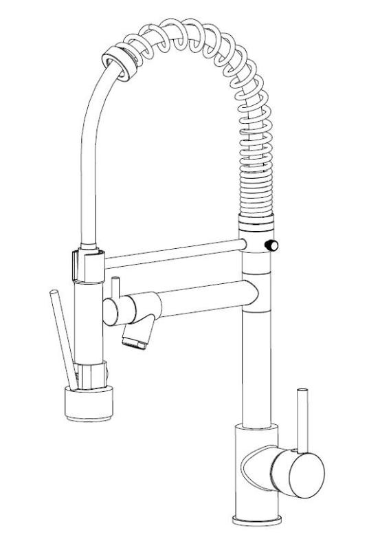Aquanello Gastro Keukenkraan met Professionele Sproeifunctie Chroom CR-4402-GT