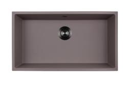 GraniteMy Universal granieten taupe grote spoelbak 74x40 cm opbouw, onderbouw en vlakinbouw met gun metal plug 1208972708