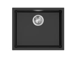 Pure.Sink Eternal Quartz Zwarte Spoelbak 50x40 cm Onderbouw en Opbouw met RVS plug