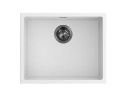 Pure.Sink Eternal Quartz Witte Spoelbak 50x40 cm Onderbouw en Opbouw met Automatische Gun metal plug