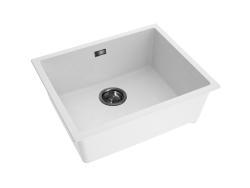 Pure.Sink Eternal Quartz Witte Spoelbak 50x40 cm Onderbouw en Opbouw met Automatische Gun metal plug