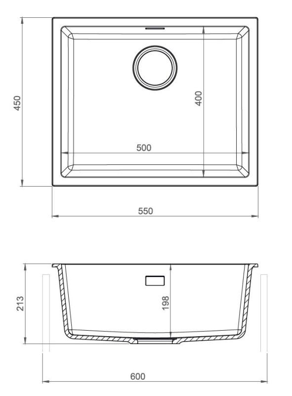 Pure.Sink Eternal Quartz Witte Spoelbak 50x40 cm Onderbouw en Opbouw met Automatische Gun metal plug