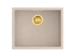 Pure.Sink Eternal Quartz Beige Spoelbak 50x40 cm Onderbouw en Opbouw met Automatische Gouden plug