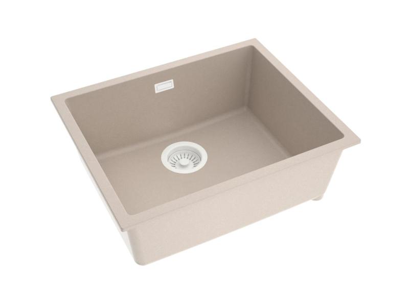 Pure.Sink Eternal Quartz Beige Spoelbak 50x40 cm Onderbouw en Opbouw met Automatische Witte plug