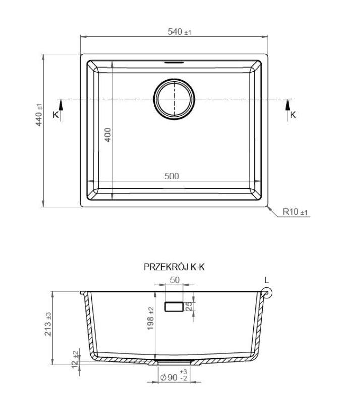 Pure.Sink Eternal Quartz Zwarte Spoelbak 50x40 cm Vlakinbouw en Onderbouw met Automatische RVS plug