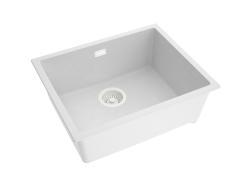 Pure.Sink Eternal Quartz Witte Spoelbak 50x40 cm Vlakinbouw en Onderbouw met Automatische Witte plug
