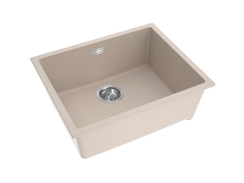 Pure.Sink Eternal Quartz Beige Spoelbak 50x40 cm Vlakinbouw en Onderbouw met Automatische RVS plug