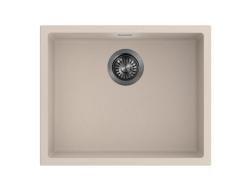 Pure.Sink Eternal Quartz Beige Spoelbak 50x40 cm Vlakinbouw en Onderbouw met Automatische Gun metal plug