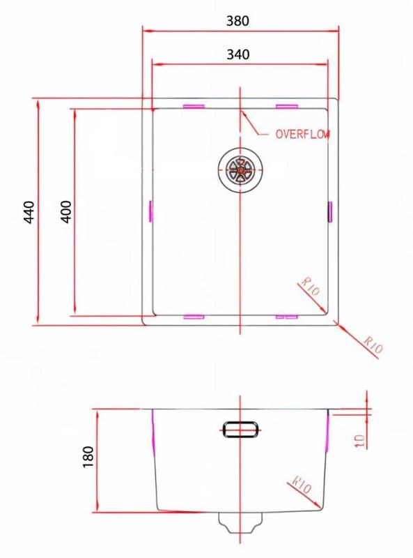 Pure.Sink Comfort RVS spoelbak 34x40 cm onderbouw, vlakbouw en opbouw PCM3440-02