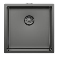 Pure.Sink Comfort PVD Gun metal spoelbak 40x40 cm 10mm radius onderbouw, vlakbouw en opbouw PCM4040-61