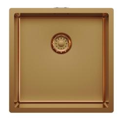 Pure.Sink Comfort PVD Koperen spoelbak 40x40 cm 10mm radius onderbouw, vlakbouw en opbouw PCM4040-62