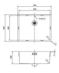 Pure.Sink Comfort PVD Gouden spoelbak 50x40 cm 10mm radius onderbouw, vlakbouw en opbouw PCM5040-60