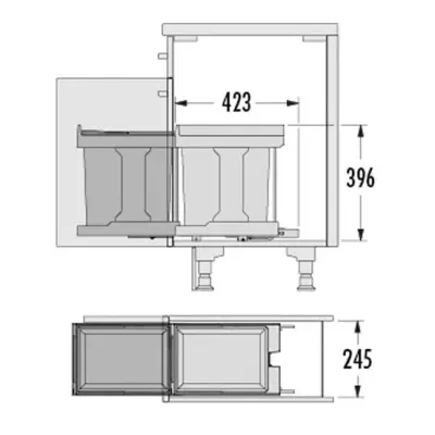 Hailo Solo inbouw Afvalemmer vanaf kastmaat 30cm 2324