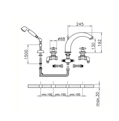 Huber Croisette 4-gats Badmengkraan Chroom CS00026021