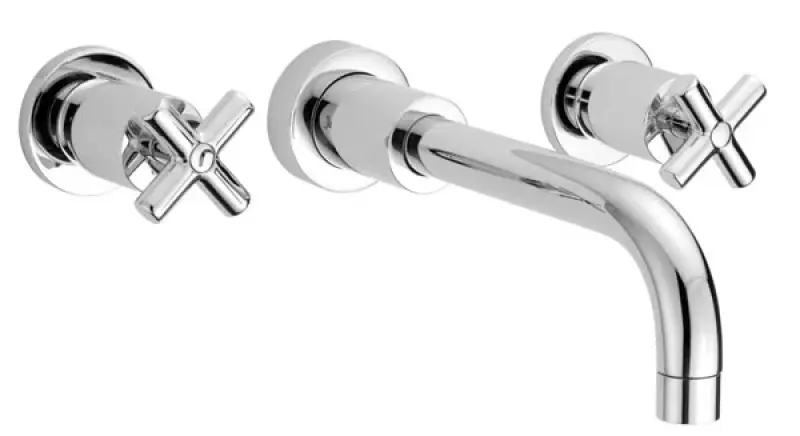 Huber Suite 3-gats wastafelkraan muurbevestiging 266NST01HCR