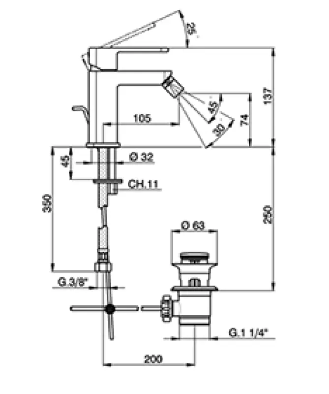 Huber Dado bidetmengkraan chroom AH00055021