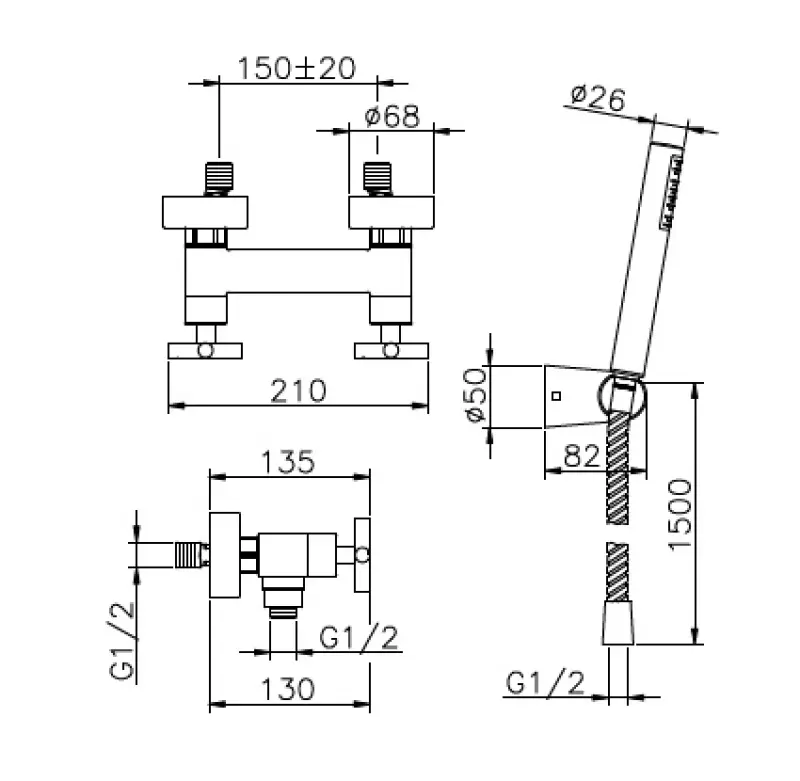 Huber Suite Douchemengkraan met handdouche 471ST01HCR