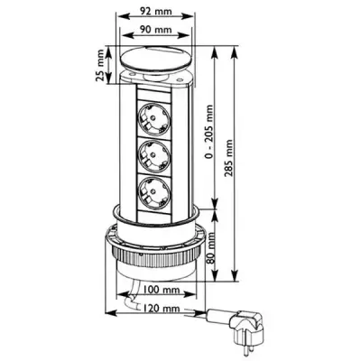 EVOline Port 3 Verzinkbare contactdoos penaarde RVS deksel