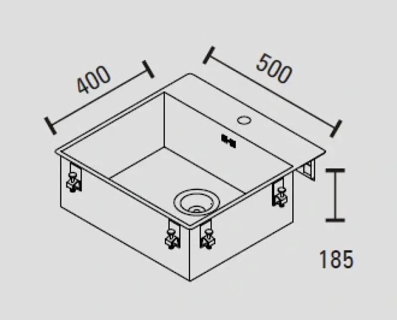 ABK Baronga rvs spoelbak 54x53cm met kraangatbank vlakinbouw BAR50FKVI