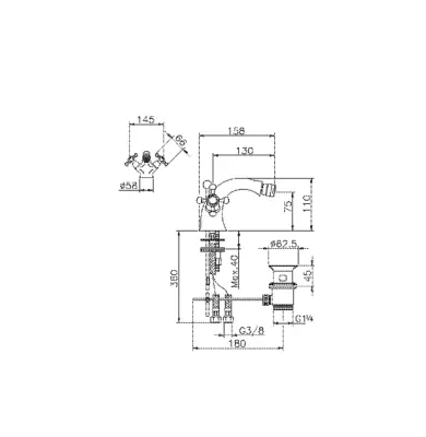 Huber Victorian 2 greeps Bidetmengkraan Chroom VT00055021