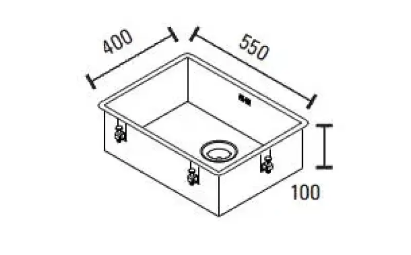 ABK Baronga grote extra ondiepe rvs spoelbak mindervalide 10cm diep 55x40cm Vlakinbouw onderbouw en opbouw BAR5510FVI