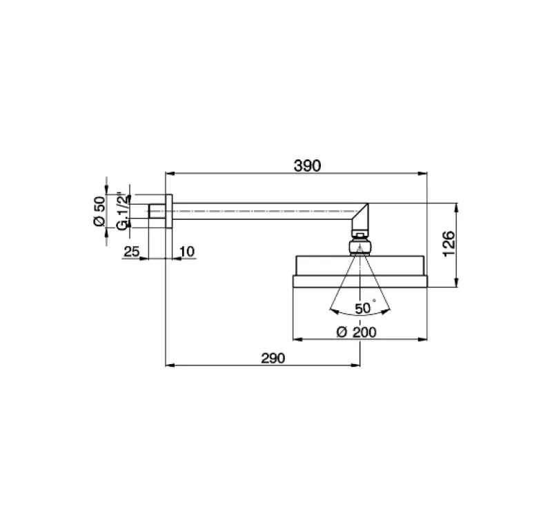 Cisal Hoofddouche 200mm chroom DS01316021