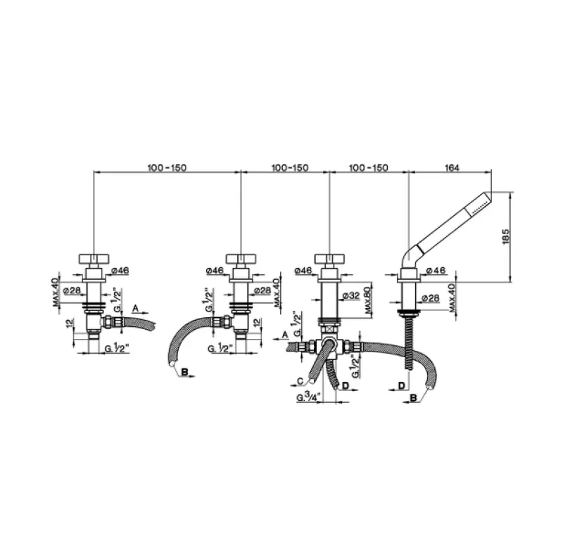 Cisal Barcelona Badkraan voor badrandmontage Chroom BA00029021